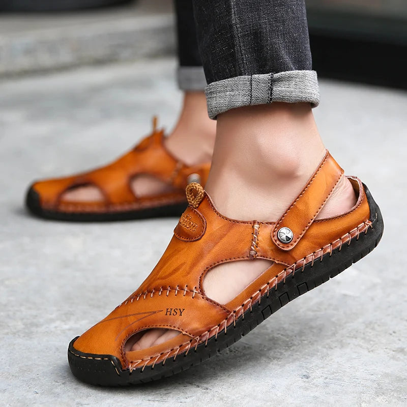 ELEGANTIEE | Orthopaedic leather sandals for men