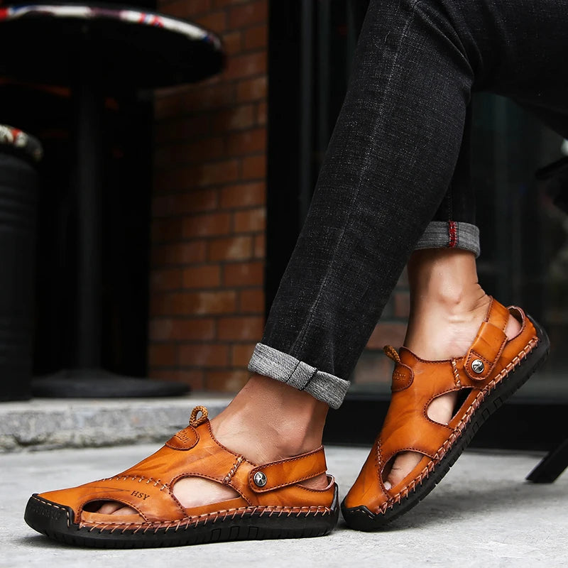 ELEGANTIEE | Orthopaedic leather sandals for men