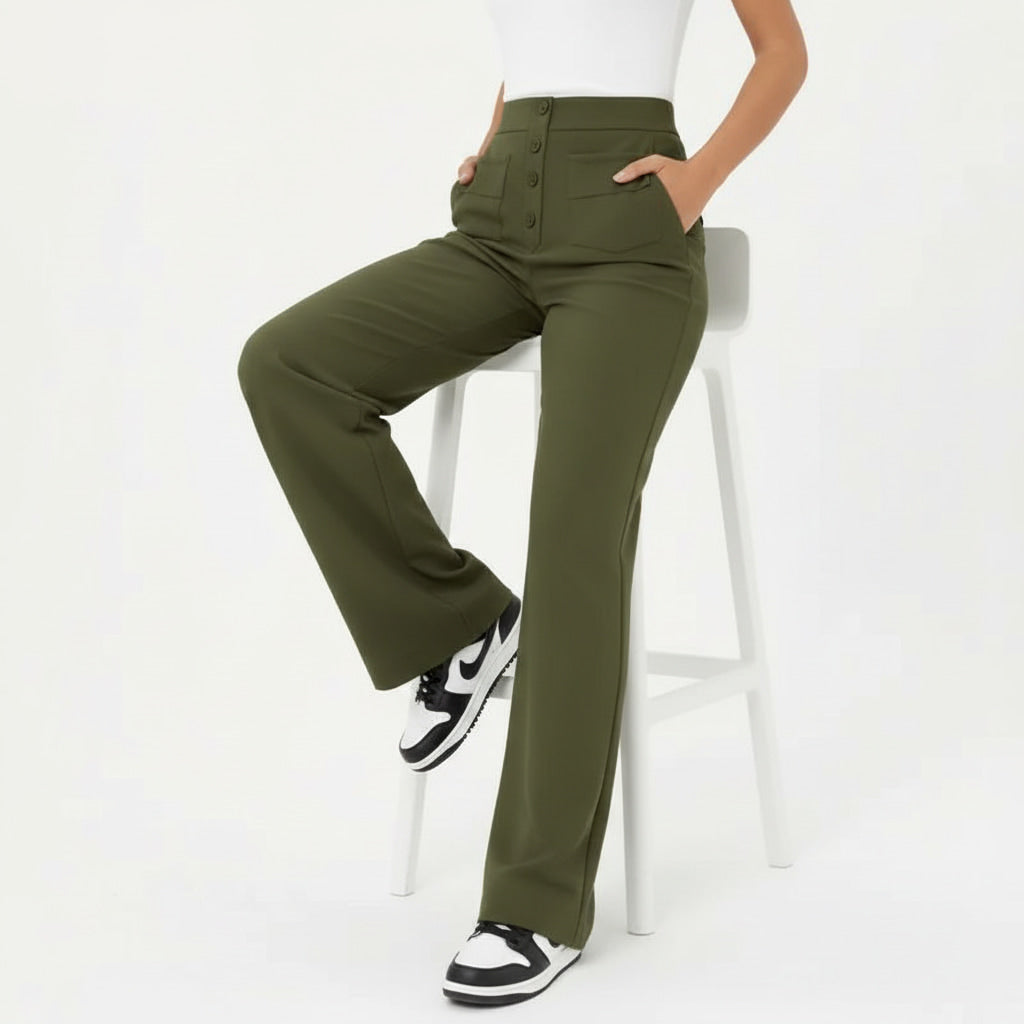 ELEGANTIEE | Perfect Fit High-Waisted Casual Pants